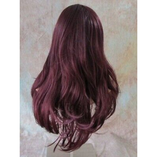 VANITY | Dark Burgundy Long Wig Gentle Waves Full Skin Top Wigs 