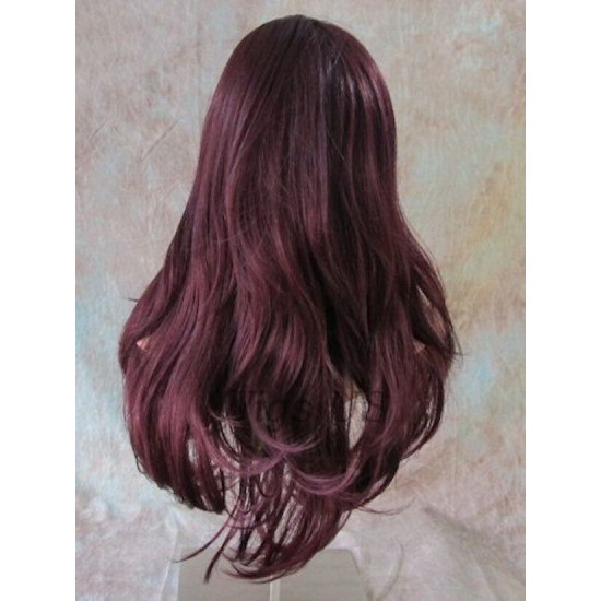 VANITY | Dark Burgundy Long Wig Gentle Waves Full Skin Top Wigs 