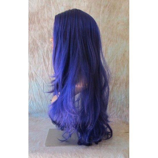 JEAN | Purple Blue Mix Long Wig Layered Colors Costume High Quality Skin Top 
