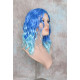 ECSTACY | Blutiful Blue Light Blue Ombre Costume Wig 15" Beach Waves Side Part 