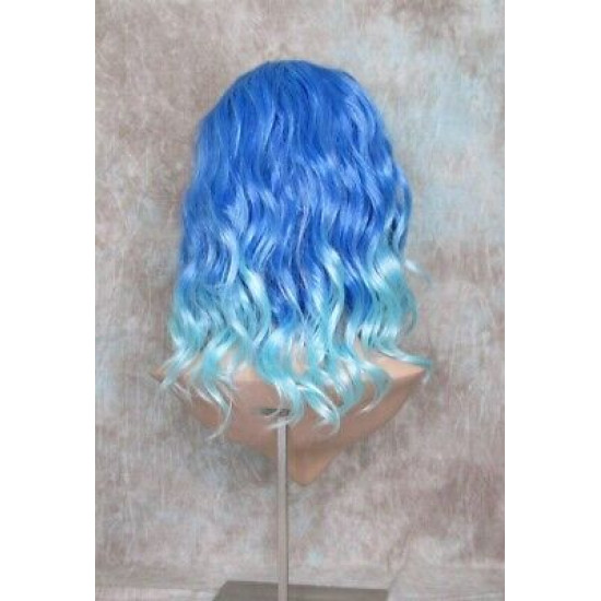 ECSTACY | Blutiful Blue Light Blue Ombre Costume Wig 15" Beach Waves Side Part 