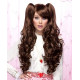 JOI | Chocolate Brown Long Lolita Wig Curly ClipOn Ponytail Cosplay Anime Blush 