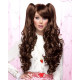 JOI | Chocolate Brown Long Lolita Wig Curly ClipOn Ponytail Cosplay Anime Blush 