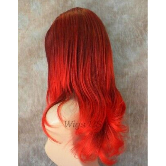 VANITY | Black Red Mix Long Wig Full Skin Top Gentle Layers Costume Wigs 
