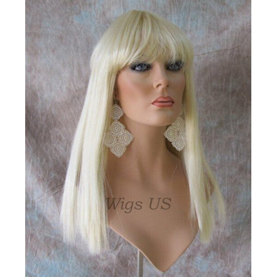 CLEO 601 | 613 Light Blonde Long Cleopatra Wig Straight Full Bangs 22"