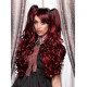JOI | Red Shadow Long Lolita Wig Curly Clip On Pony Tail Cosplay Anime Blush 