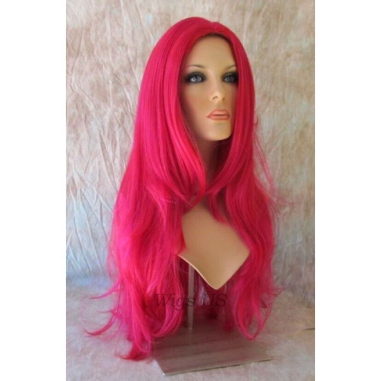 JEAN | Bright Pink Mix Long Wig Layered Colors Costume High Quality Skin Top 