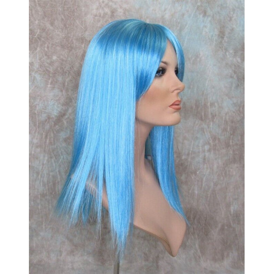 FORTUNE | Cool Blue Long Wig Bangs Center Skin Part Cosplay Anime Comic-Con 