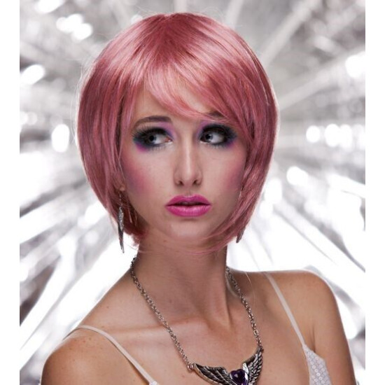 MYSTIC| Dark Pink Venom Short Wig Smooth Bob Bangs Anime Cosplay Costume 