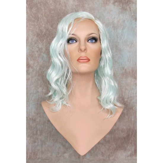 ECSTACY | Cool Mint Light Blue Costume Wig 15" Beach Waves Skin Side Part 
