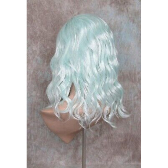 ECSTACY | Cool Mint Light Blue Costume Wig 15" Beach Waves Skin Side Part 