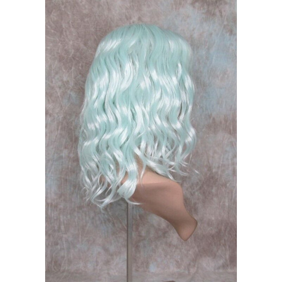 ECSTACY | Cool Mint Light Blue Costume Wig 15" Beach Waves Skin Side Part 