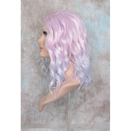 ECSTACY | Wild Wisteria Pink Blue Lavender Costume Wig 15" Beach Wave Side Part