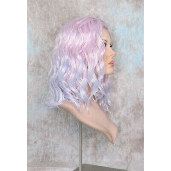 ECSTACY | Wild Wisteria Pink Blue Lavender Costume Wig 15" Beach Wave Side Part