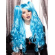 JOI | Cool Blue Long Lolita Wig Curly Clip On Pony Tail Cosplay Anime Blush 