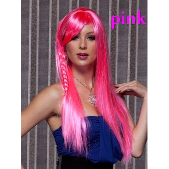 DIVINE | Hot Pink Long Straight Wig Bangs Part Cosplay Blush by Sepia 