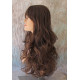 HB NOELLE | Dark Brown Long Wig Human Hair Blend HEAT OK Curly Bangs Wigs US 
