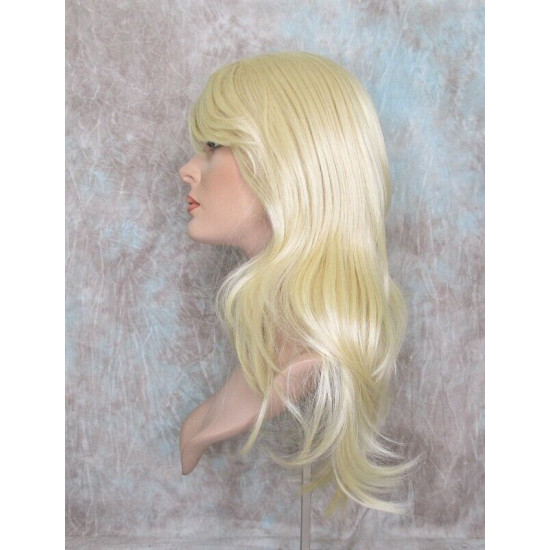 HB MELINDA | Light Blonde Long Wig Layers Human Hair Blend Bangs Part 