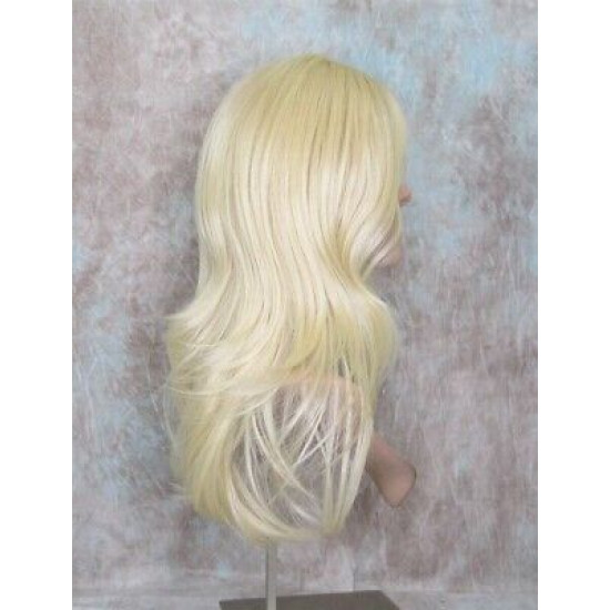 HB MELINDA | Light Blonde Long Wig Layers Human Hair Blend Bangs Part 