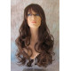 HB NOELLE | Brown Auburn Mix Long Wig Human Hair Blend HEAT OK Curly Bangs 