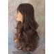 HB NOELLE | Brown Auburn Mix Long Wig Human Hair Blend HEAT OK Curly Bangs 