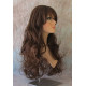 HB NOELLE | Brown Auburn Mix Long Wig Human Hair Blend HEAT OK Curly Bangs 