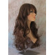 HB NOELLE | Brown Auburn Mix Long Wig Human Hair Blend HEAT OK Curly Bangs 