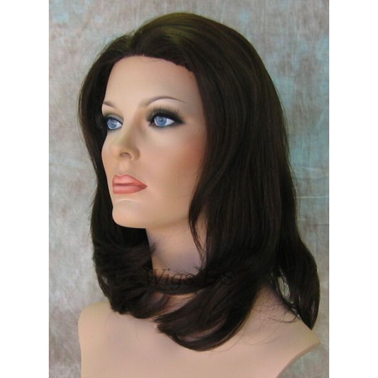 SAMANTHA HH | Dark Brown 100% Human Hair Wig Long Bob Monofilament Front 