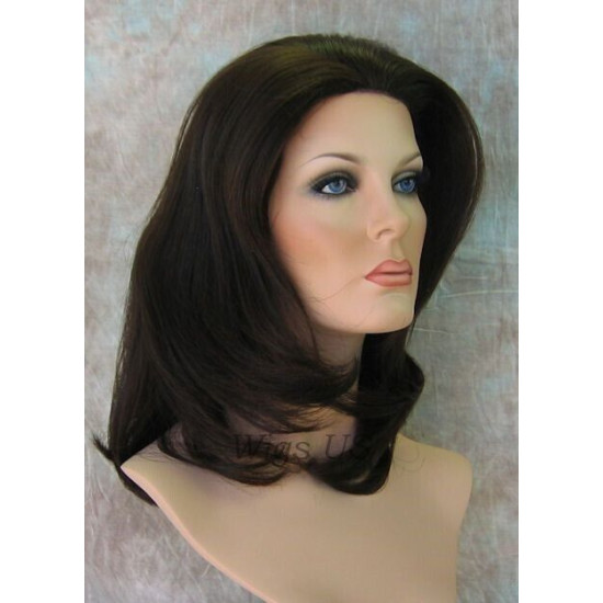 SAMANTHA HH | Dark Brown 100% Human Hair Wig Long Bob Monofilament Front 