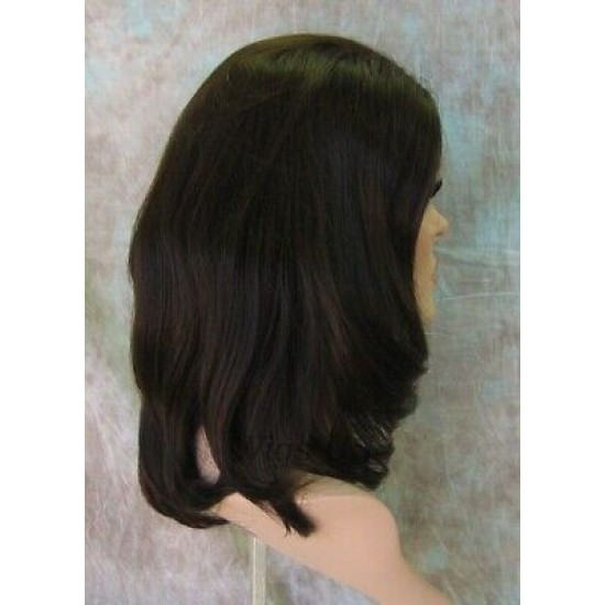 SAMANTHA HH | Dark Brown 100% Human Hair Wig Long Bob Monofilament Front 