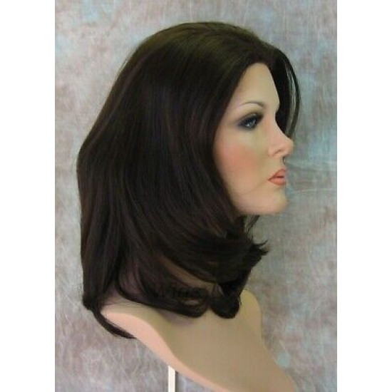 SAMANTHA HH | Dark Brown 100% Human Hair Wig Long Bob Monofilament Front 