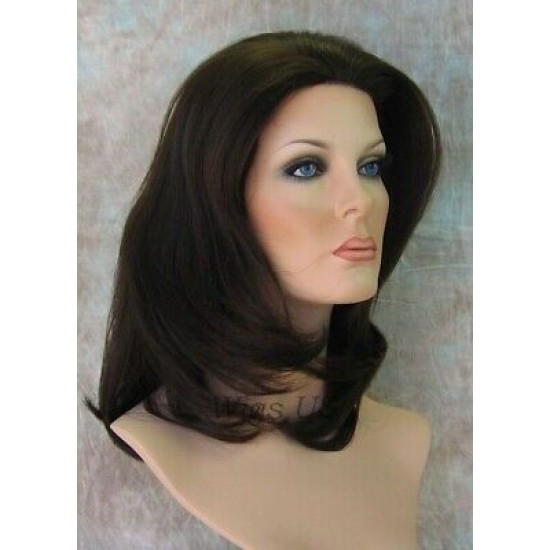 SAMANTHA HH | Dark Brown 100% Human Hair Wig Long Bob Monofilament Front 