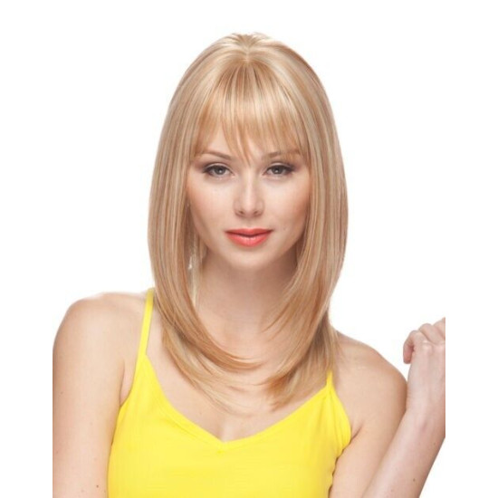 HB MIRANDA | Light Blonde Long Wig Heat OK Straight Bob Bangs Human Hair Blend 