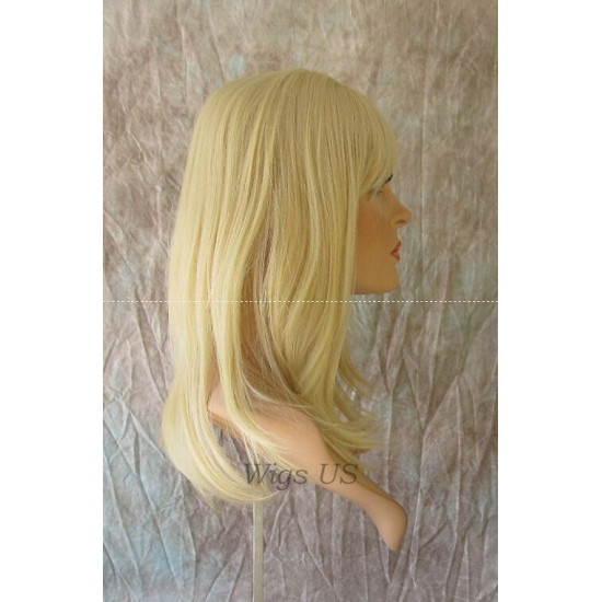 HB MIRANDA | Light Blonde Long Wig Heat OK Straight Bob Bangs Human Hair Blend 
