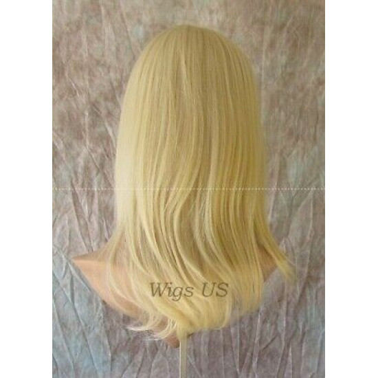 HB MIRANDA | Light Blonde Long Wig Heat OK Straight Bob Bangs Human Hair Blend 