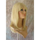 HB MIRANDA | Light Blonde Long Wig Heat OK Straight Bob Bangs Human Hair Blend 