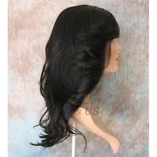 HB OHARA | Black Long Wig Human Hair Blend Flipped Ends HEAT OK 