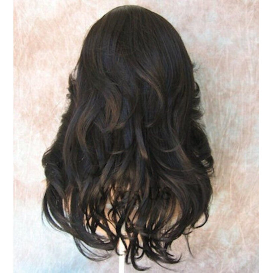 HB OHARA | Black Long Wig Human Hair Blend Flipped Ends HEAT OK 