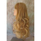HB NOELLE | Strawberry Blonde Mix Long Wig Human Hair Blend HEAT OK Curly Bangs 