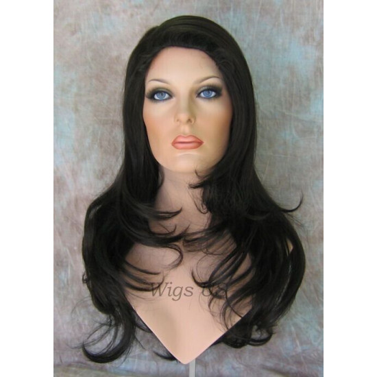 HB JULIETTE | Jet Black Long Wig Heat OK Human Hair Blend Skin Top Wigs US 1 
