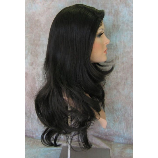 HB JULIETTE | Jet Black Long Wig Heat OK Human Hair Blend Skin Top Wigs US 1 