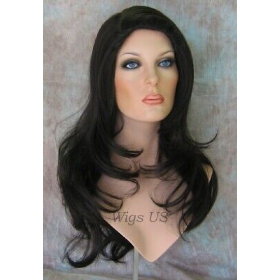 HB JULIETTE | Jet Black Long Wig Heat OK Human Hair Blend Skin Top Wigs US 1 