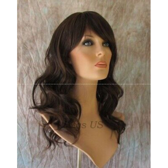 HB WAVERLY | Black Auburn Long Wig Waves Human Hair Blend HEAT OK
