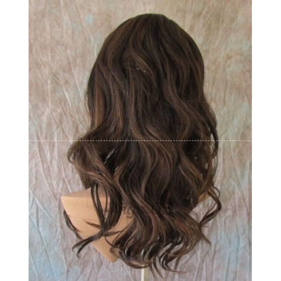 HB WAVERLY | Black Auburn Long Wig Waves Human Hair Blend HEAT OK