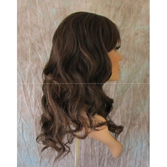 HB WAVERLY | Black Auburn Long Wig Waves Human Hair Blend HEAT OK