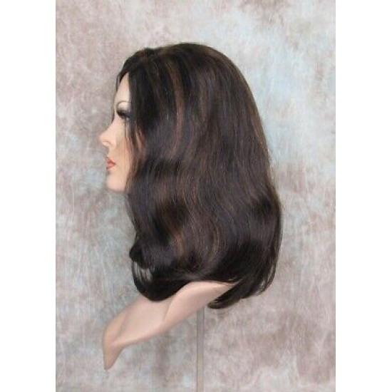 RITA HH | Black Auburn Mix 100% Human Hair Wig Long Waves Left Skin Part 