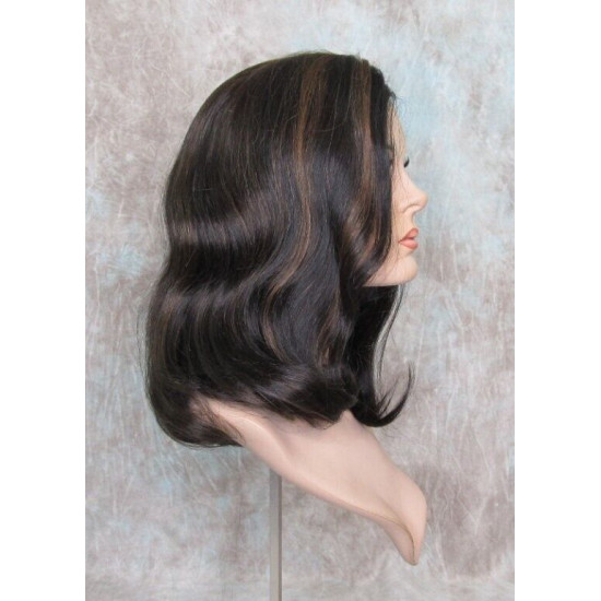 RITA HH | Black Auburn Mix 100% Human Hair Wig Long Waves Left Skin Part 