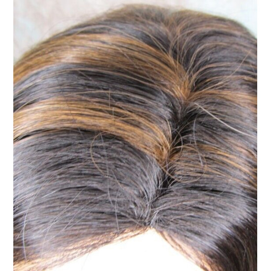 RITA HH | Black Auburn Mix 100% Human Hair Wig Long Waves Left Skin Part 