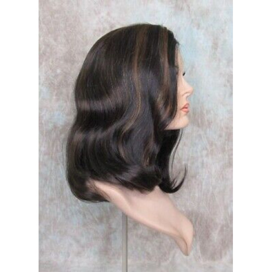 RITA HH | Black Auburn Mix 100% Human Hair Wig Long Waves Left Skin Part 