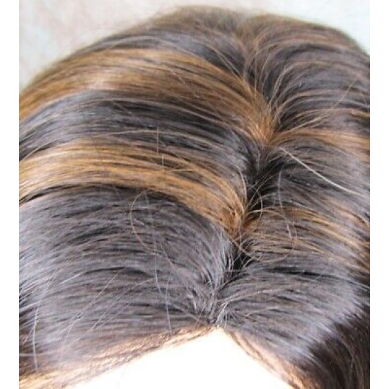 RITA HH | Black Auburn Mix 100% Human Hair Wig Long Waves Left Skin Part 